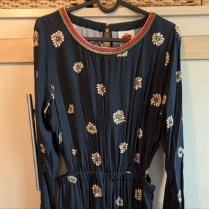 FARM Rio Black Jumpsuit with Floral Embroidery